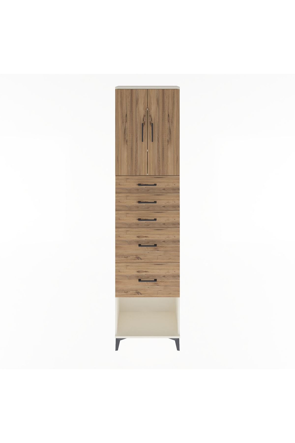 Arges Dolap 3 Raflı 5 Çekmeceli 2 Kapaklı 60x30x243 - S32M066V3A