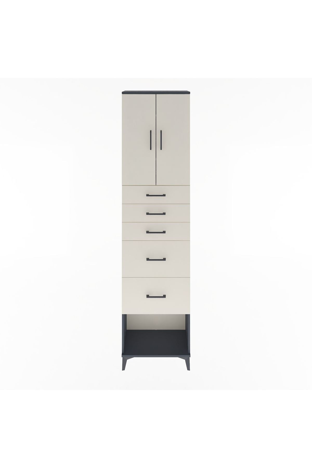 Arges Dolap 3 Raflı 5 Çekmeceli 2 Kapaklı 60x30x243 - S32M066V4A