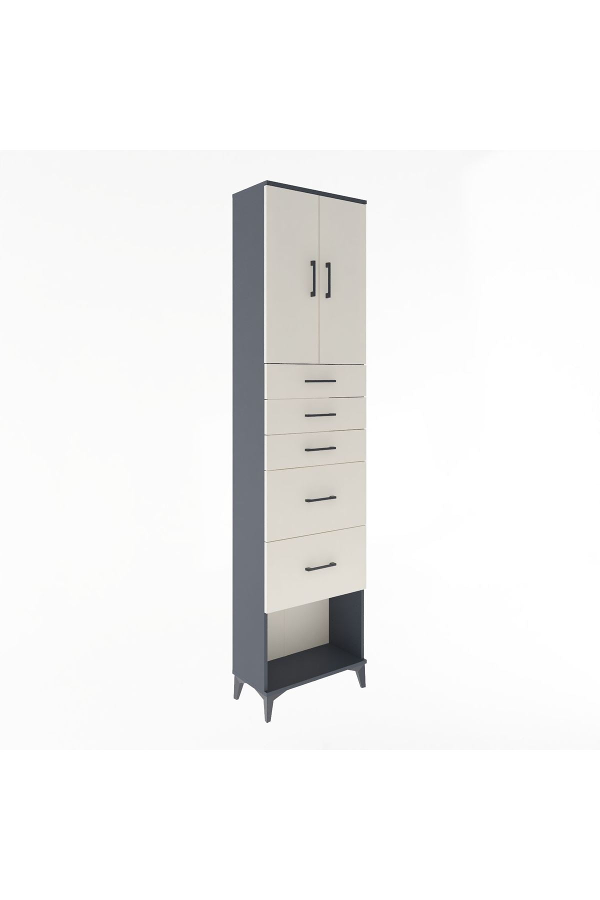 Arges Dolap 3 Raflı 5 Çekmeceli 2 Kapaklı 60x30x243 - S32M066V4A