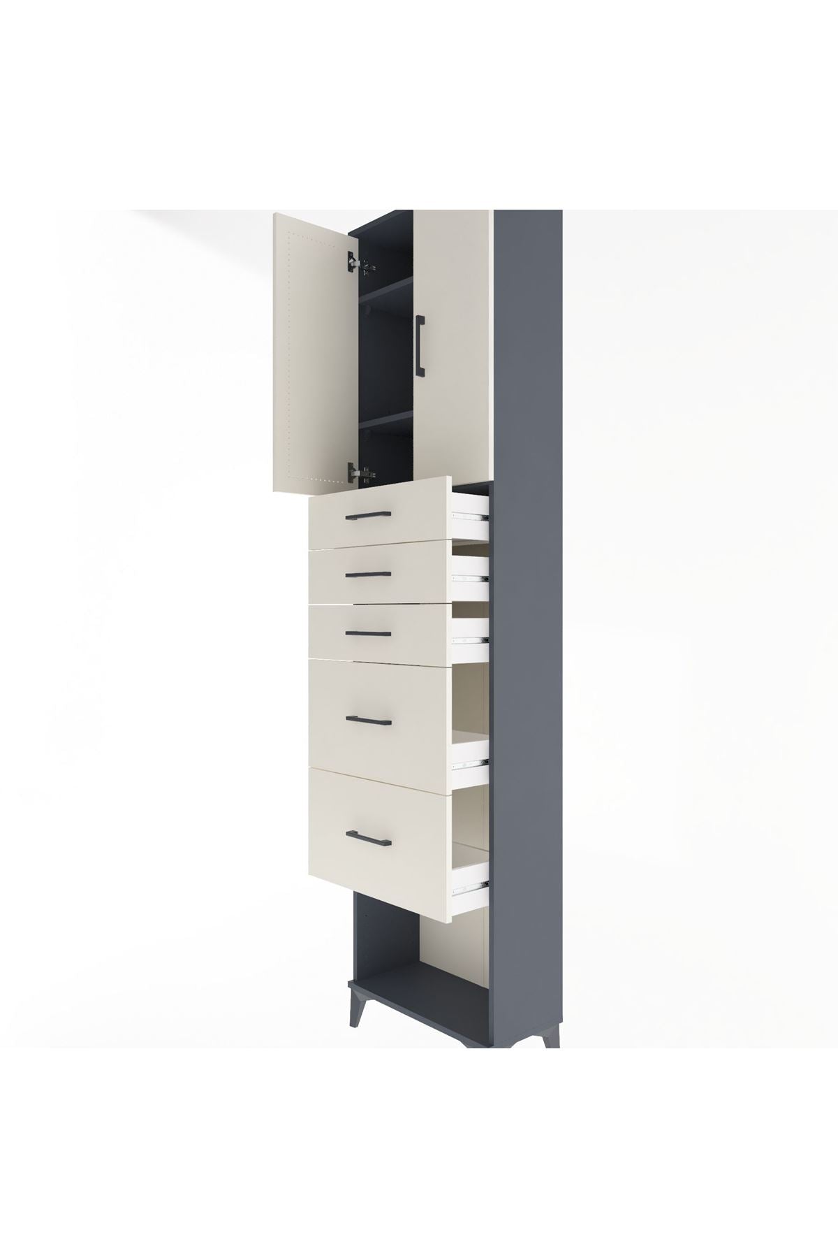 Arges Dolap 3 Raflı 5 Çekmeceli 2 Kapaklı 60x30x243 - S32M066V4A