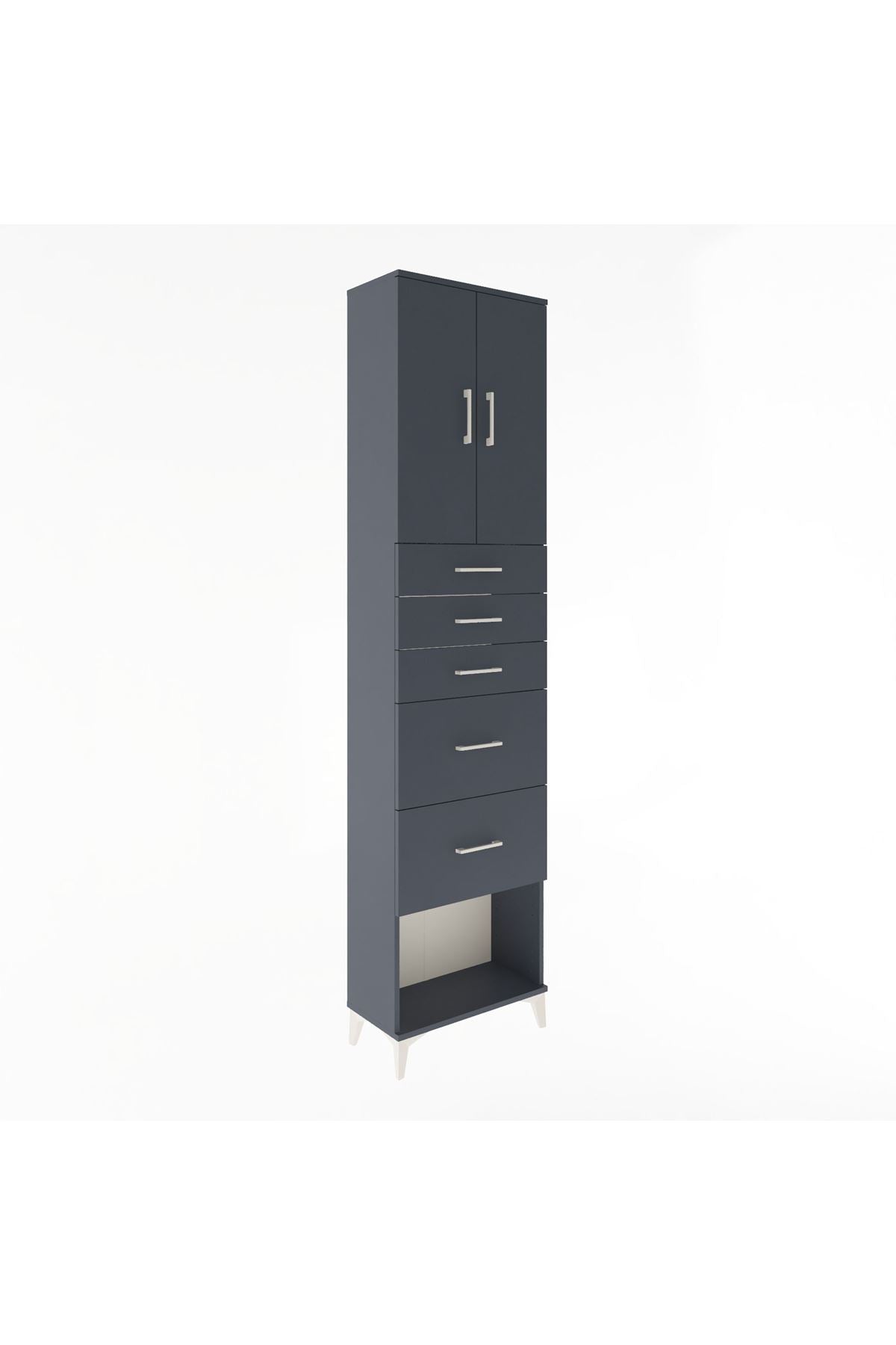Arges Dolap 3 Raflı 5 Çekmeceli 2 Kapaklı 60x30x243 - S32M066V5A