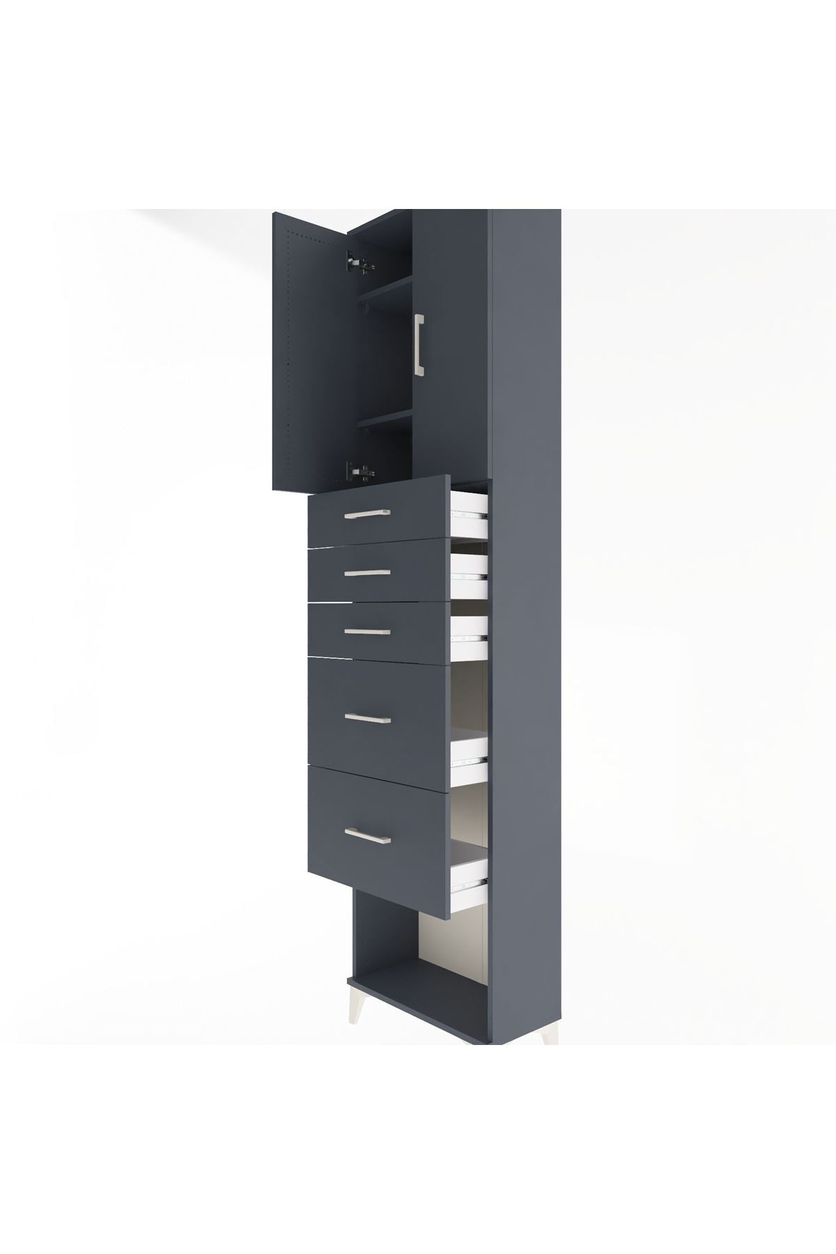 Arges Dolap 3 Raflı 5 Çekmeceli 2 Kapaklı 60x30x243 - S32M066V5A