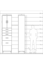 Arges Dolap 3 Raflı 5 Çekmeceli 2 Kapaklı 60x30x243 - S32M066V5A