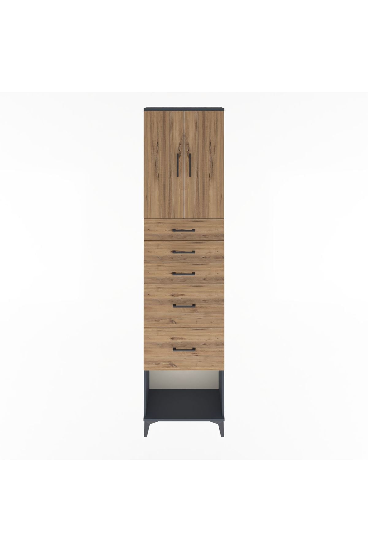 Arges Dolap 3 Raflı 5 Çekmeceli 2 Kapaklı 60x30x243 - S32M066V6A