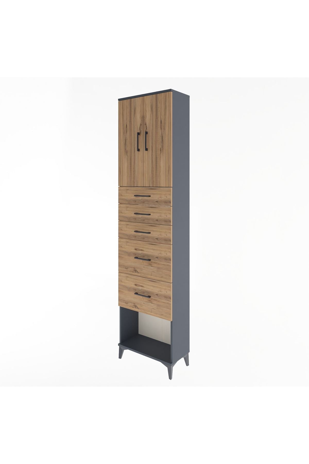 Arges Dolap 3 Raflı 5 Çekmeceli 2 Kapaklı 60x30x243 - S32M066V6A