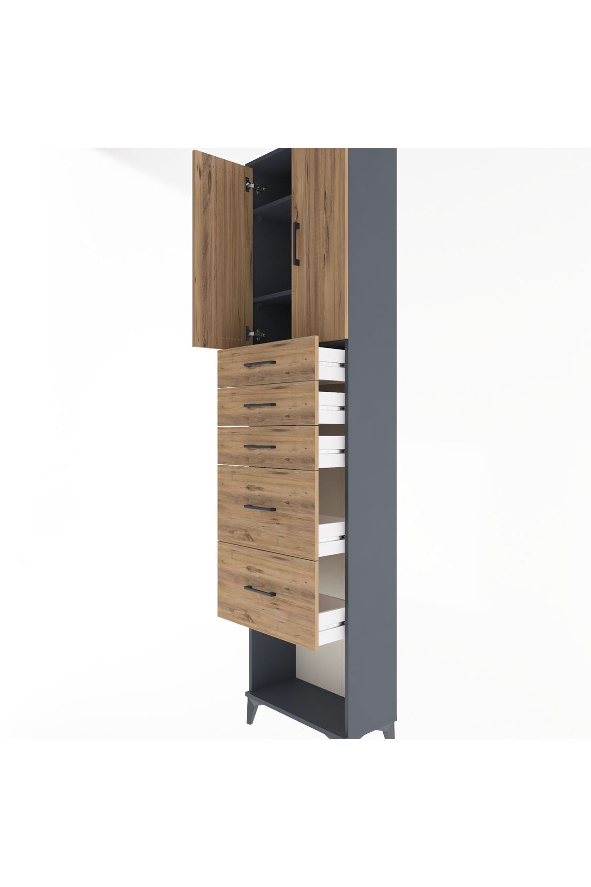 Arges Dolap 3 Raflı 5 Çekmeceli 2 Kapaklı 60x30x243 - S32M066V6A