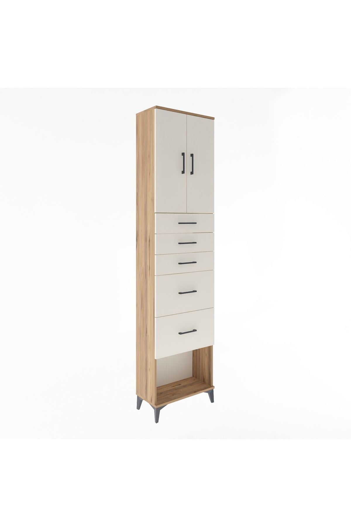 Arges Dolap 3 Raflı 5 Çekmeceli 2 Kapaklı 60x30x243 - S32M066V7A