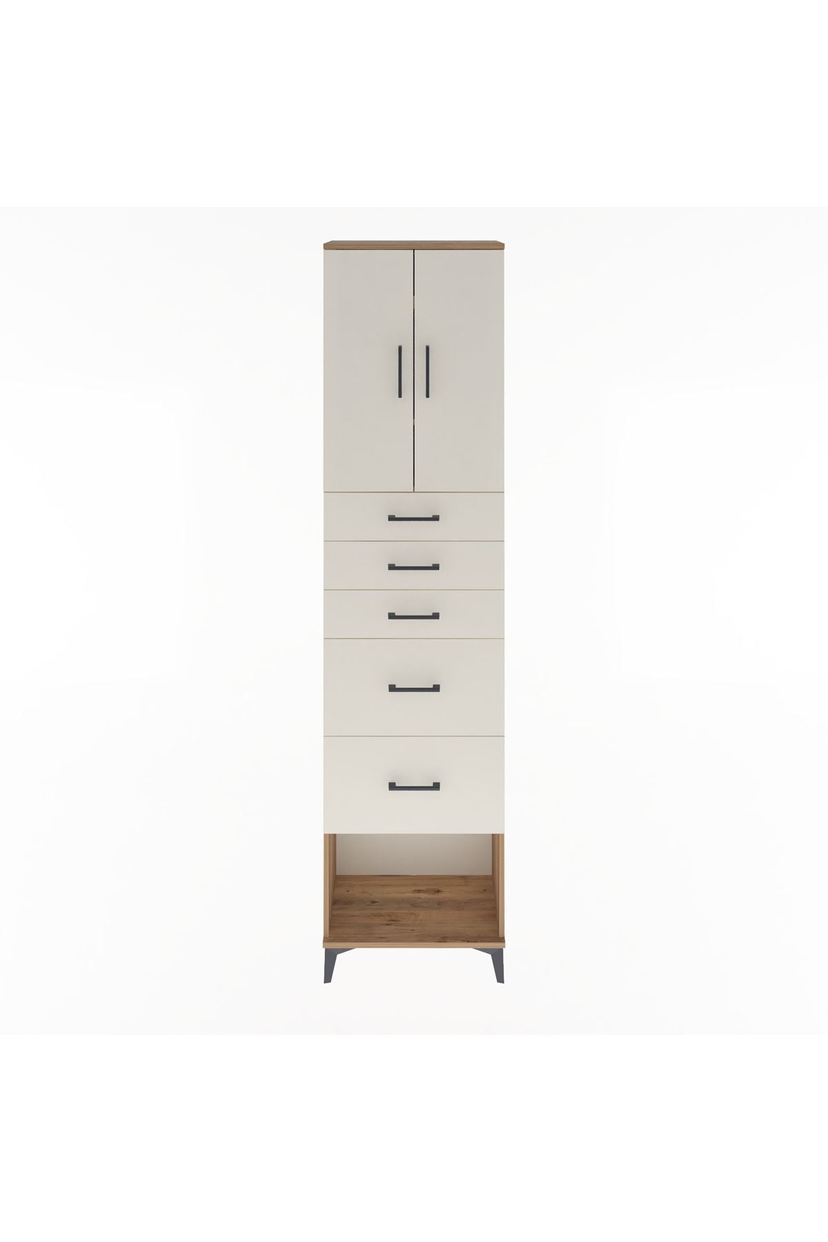 Arges Dolap 3 Raflı 5 Çekmeceli 2 Kapaklı 60x30x243 - S32M066V7A
