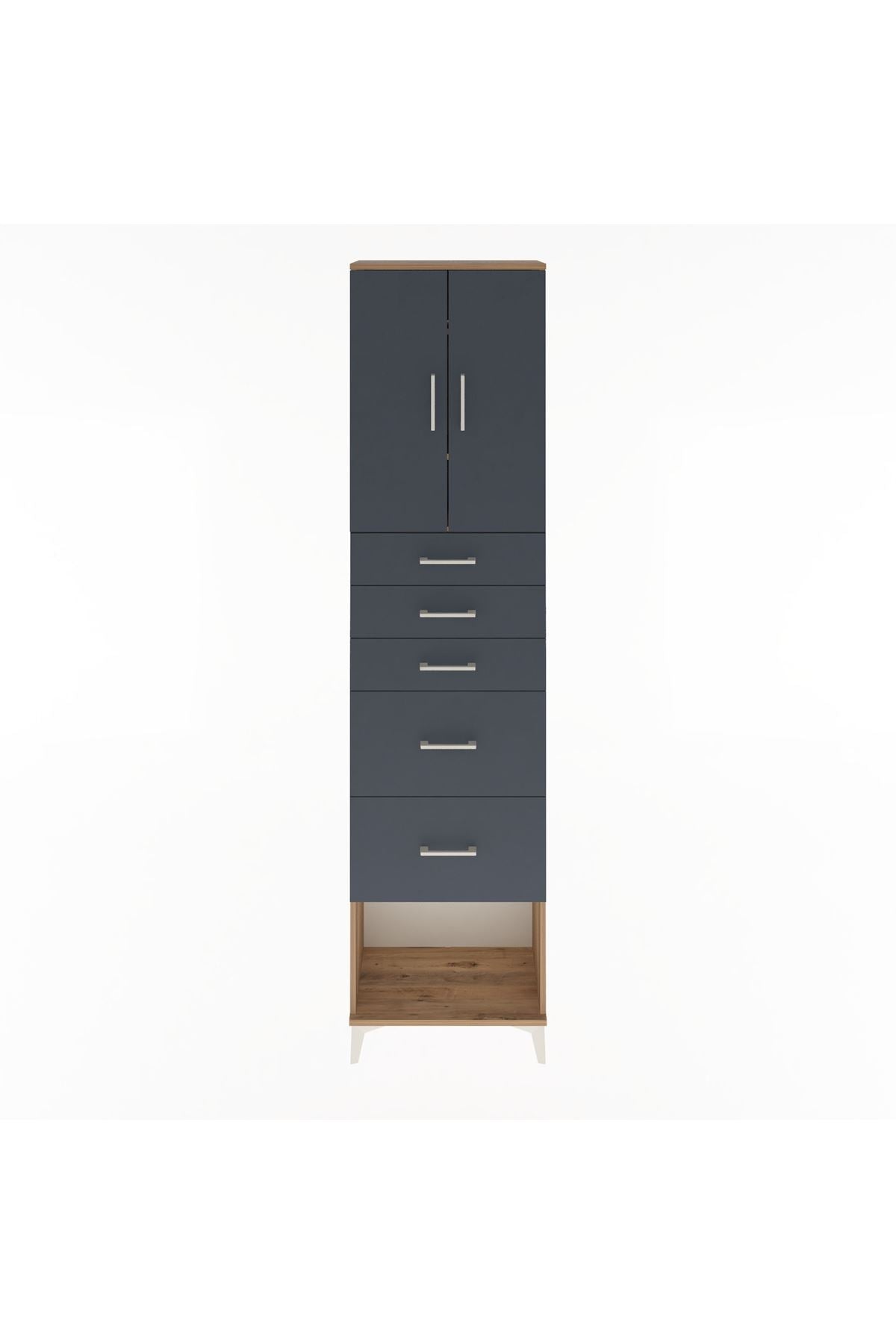 Arges Dolap 3 Raflı 5 Çekmeceli 2 Kapaklı 60x30x243 - S32M066V8A