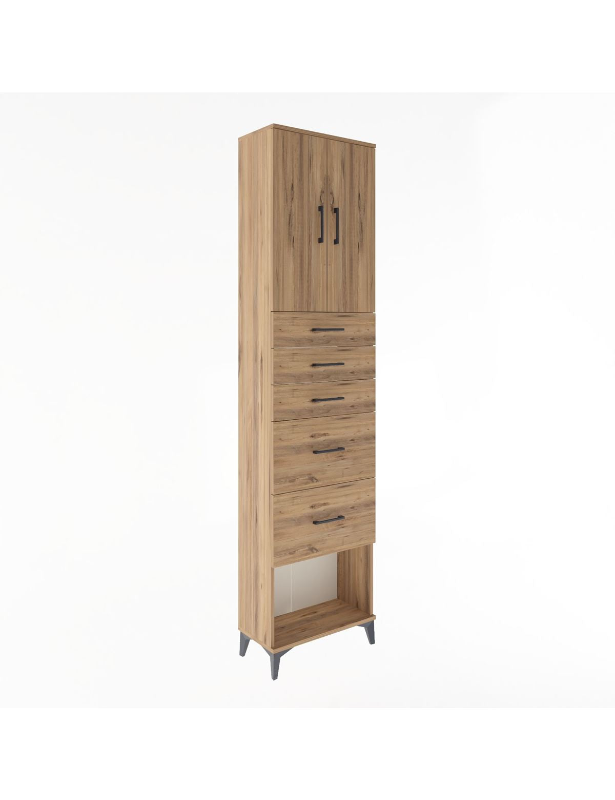 Arges Dolap 3 Raflı 5 Çekmeceli 2 Kapaklı 60x30x243 - S32M066V9A