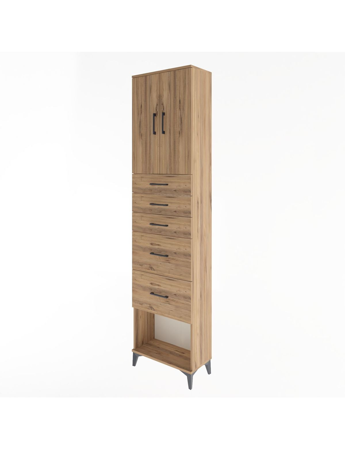 Arges Dolap 3 Raflı 5 Çekmeceli 2 Kapaklı 60x30x243 - S32M066V9A