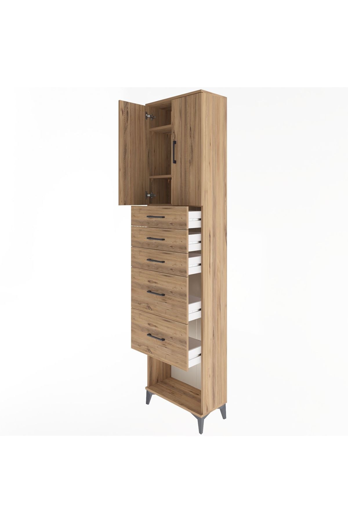 Arges Dolap 3 Raflı 5 Çekmeceli 2 Kapaklı 60x30x243 - S32M066V9A