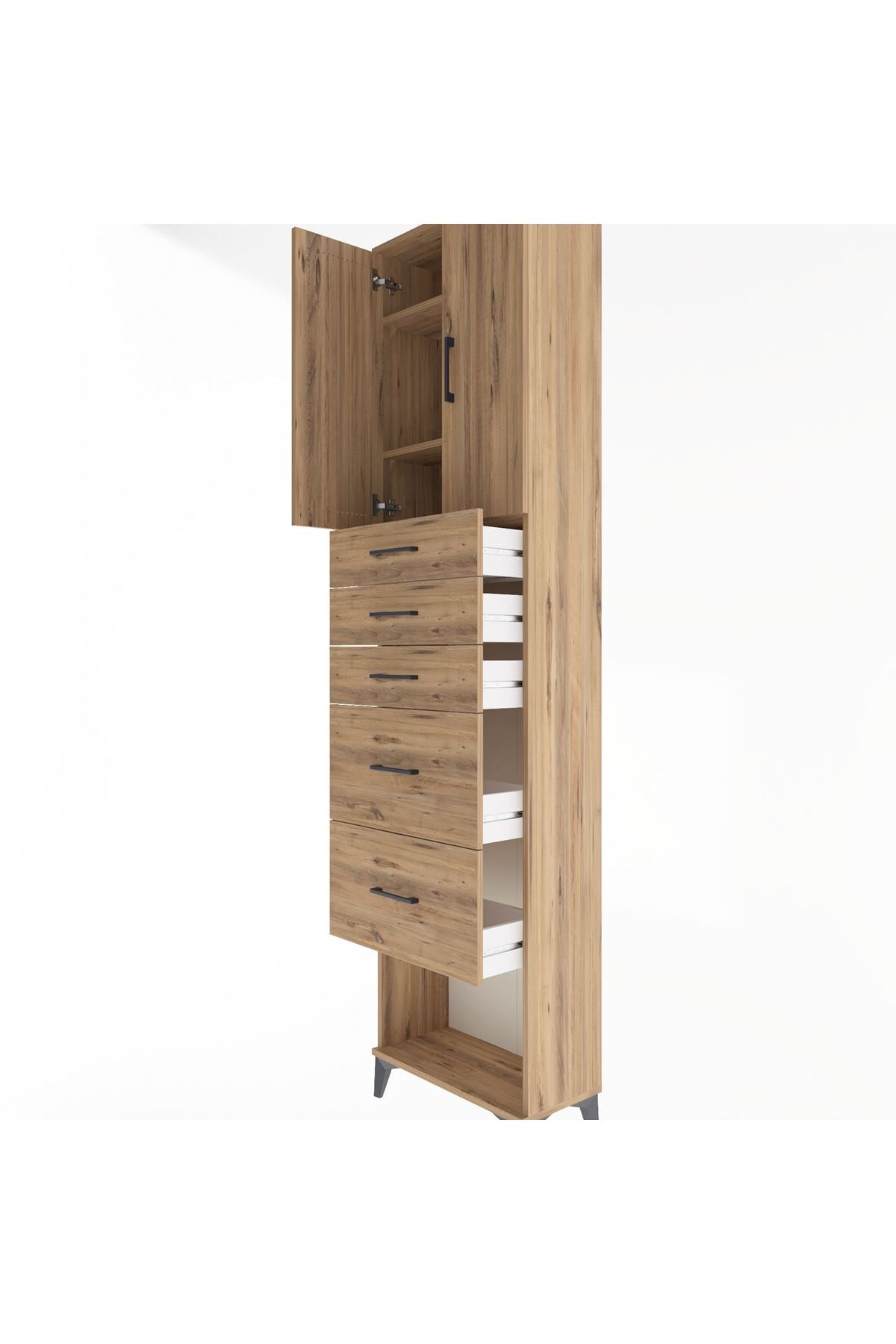Arges Dolap 3 Raflı 5 Çekmeceli 2 Kapaklı 60x30x243 - S32M066V9A
