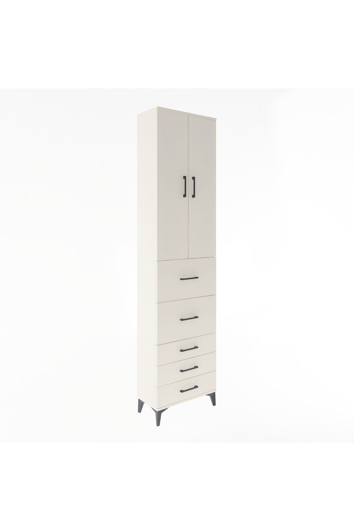Arges Dolap 4 Raflı 5 Çekmeceli 2 Kapaklı 60x30x243 - S32M067V1A