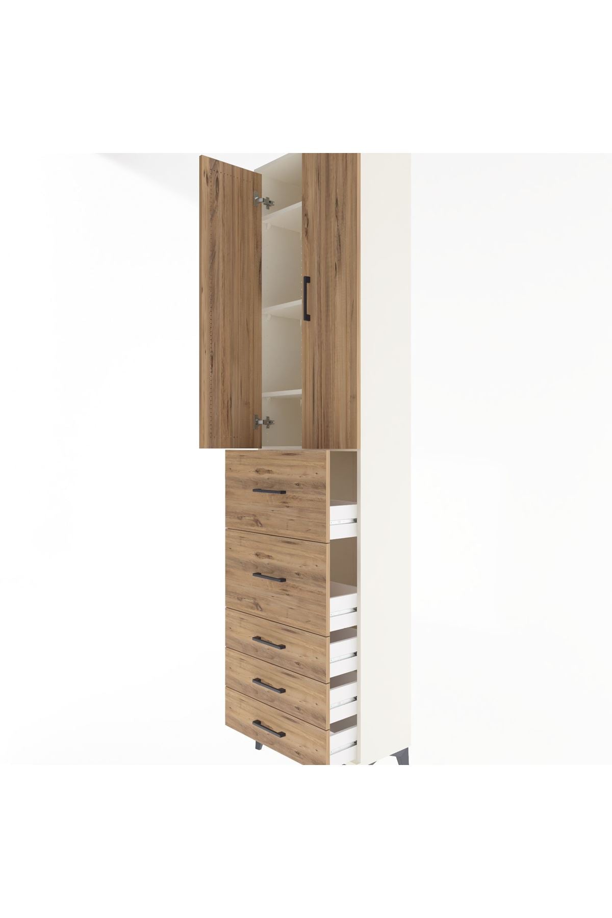 Arges Dolap 4 Raflı 5 Çekmeceli 2 Kapaklı 60x30x243 - S32M067V3A