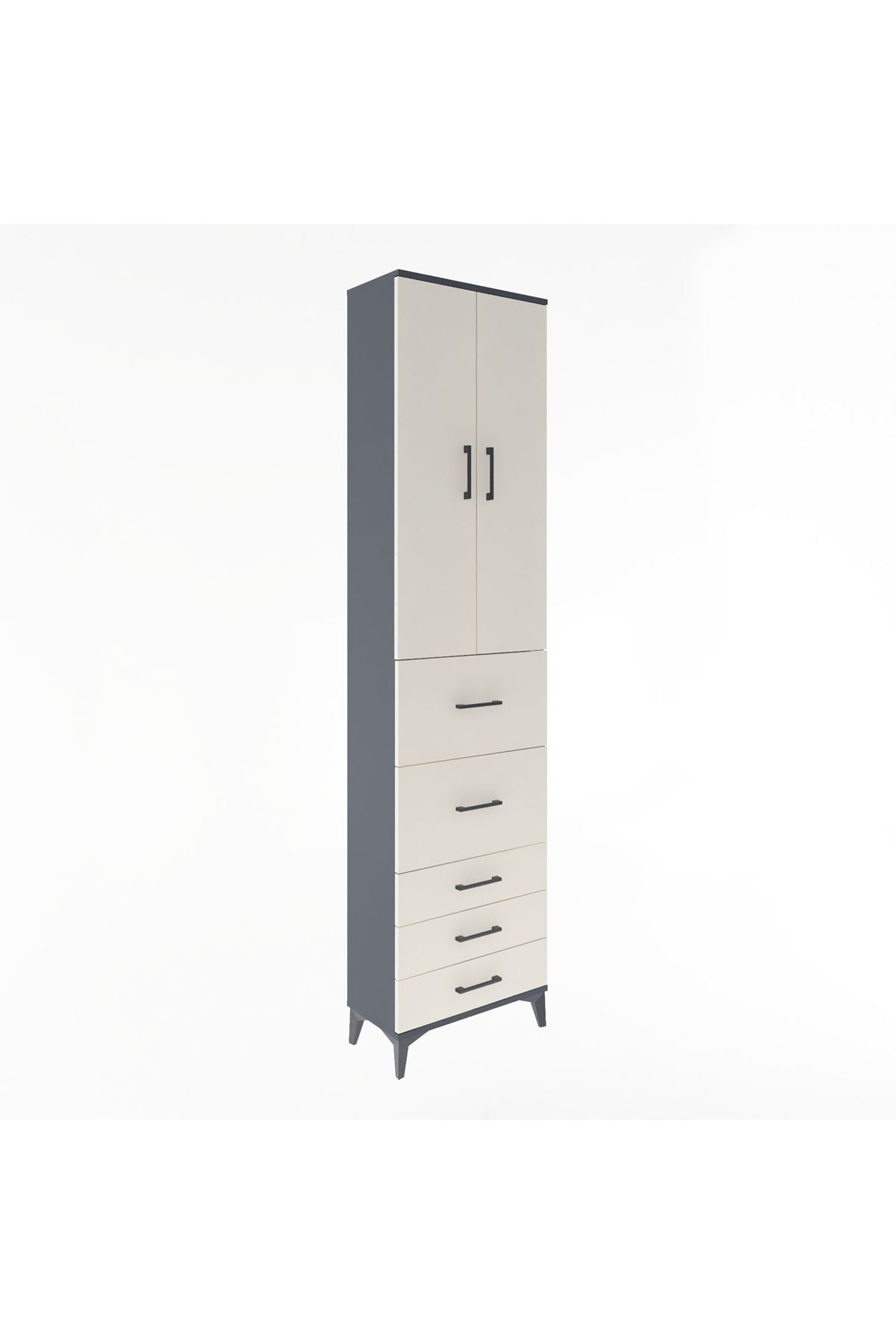 Arges Dolap 4 Raflı 5 Çekmeceli 2 Kapaklı 60x30x243 - S32M067V4A