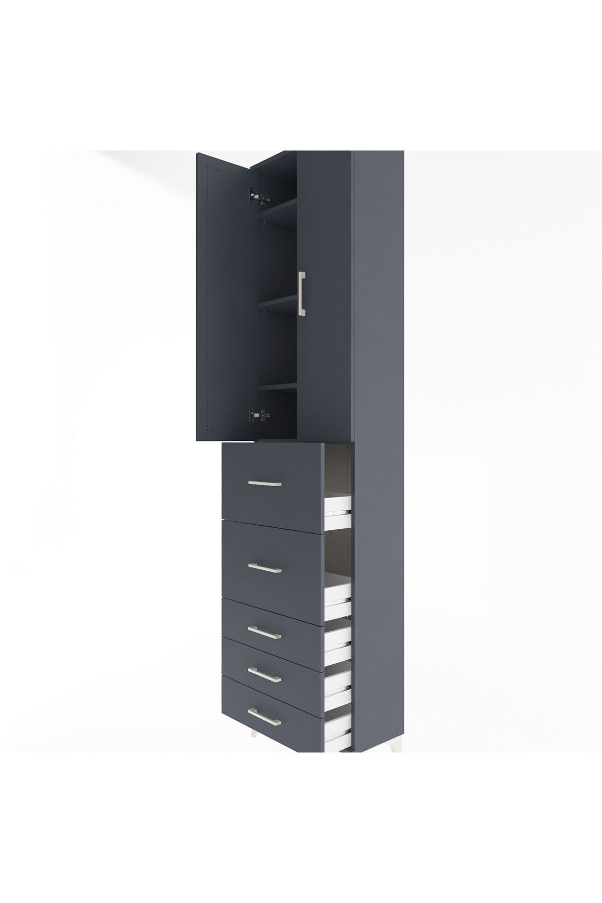 Arges Dolap 4 Raflı 5 Çekmeceli 2 Kapaklı 60x30x243 - S32M067V5A