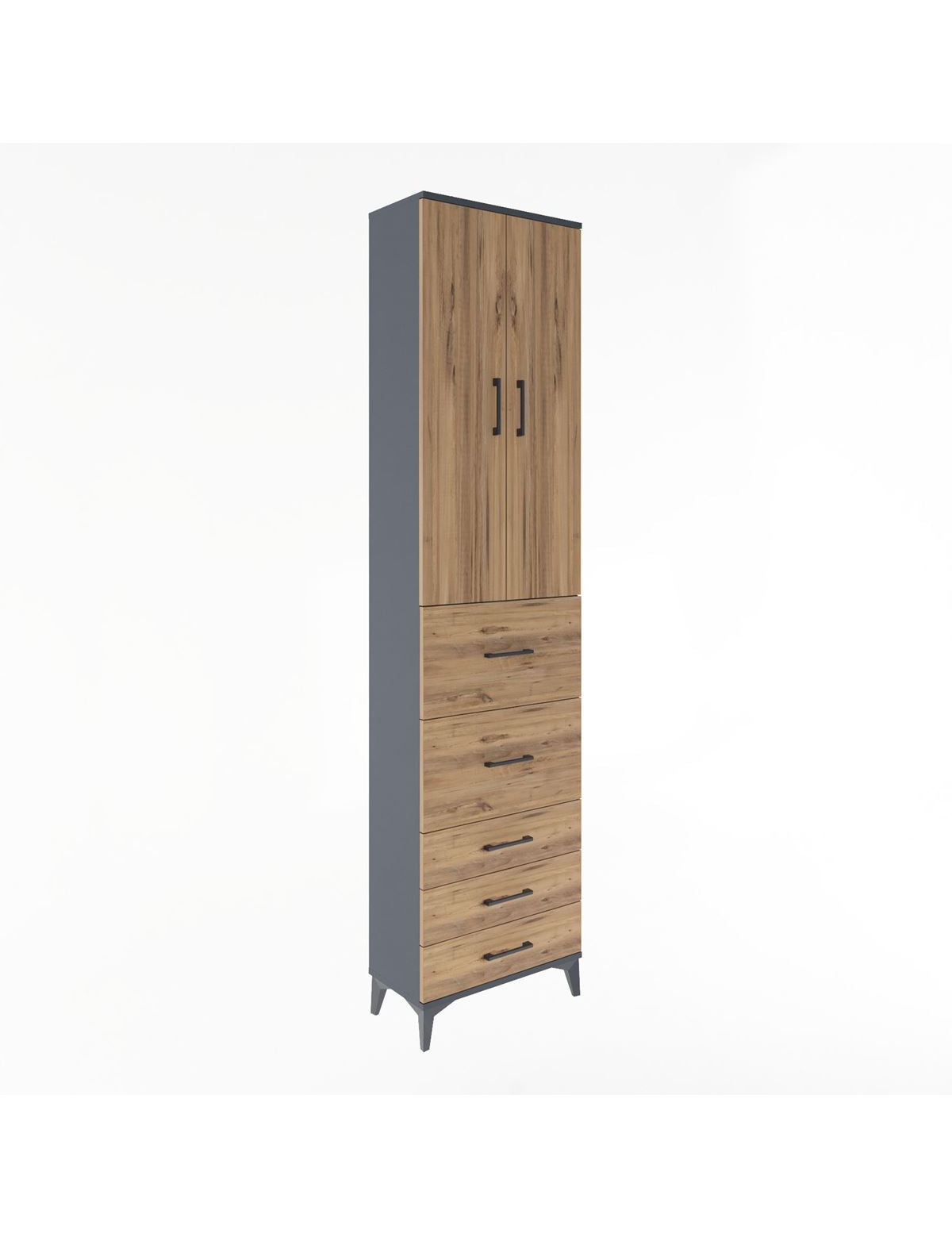 Arges Dolap 4 Raflı 5 Çekmeceli 2 Kapaklı 60x30x243 - S32M067V6A
