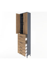 Arges Dolap 4 Raflı 5 Çekmeceli 2 Kapaklı 60x30x243 - S32M067V6A