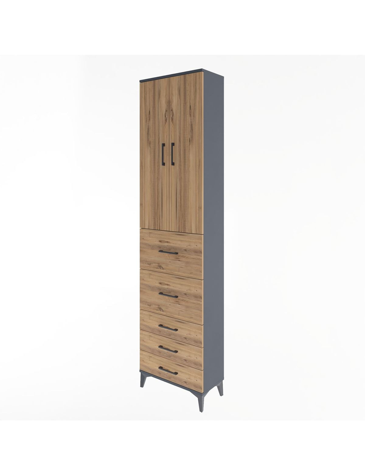 Arges Dolap 4 Raflı 5 Çekmeceli 2 Kapaklı 60x30x243 - S32M067V6A