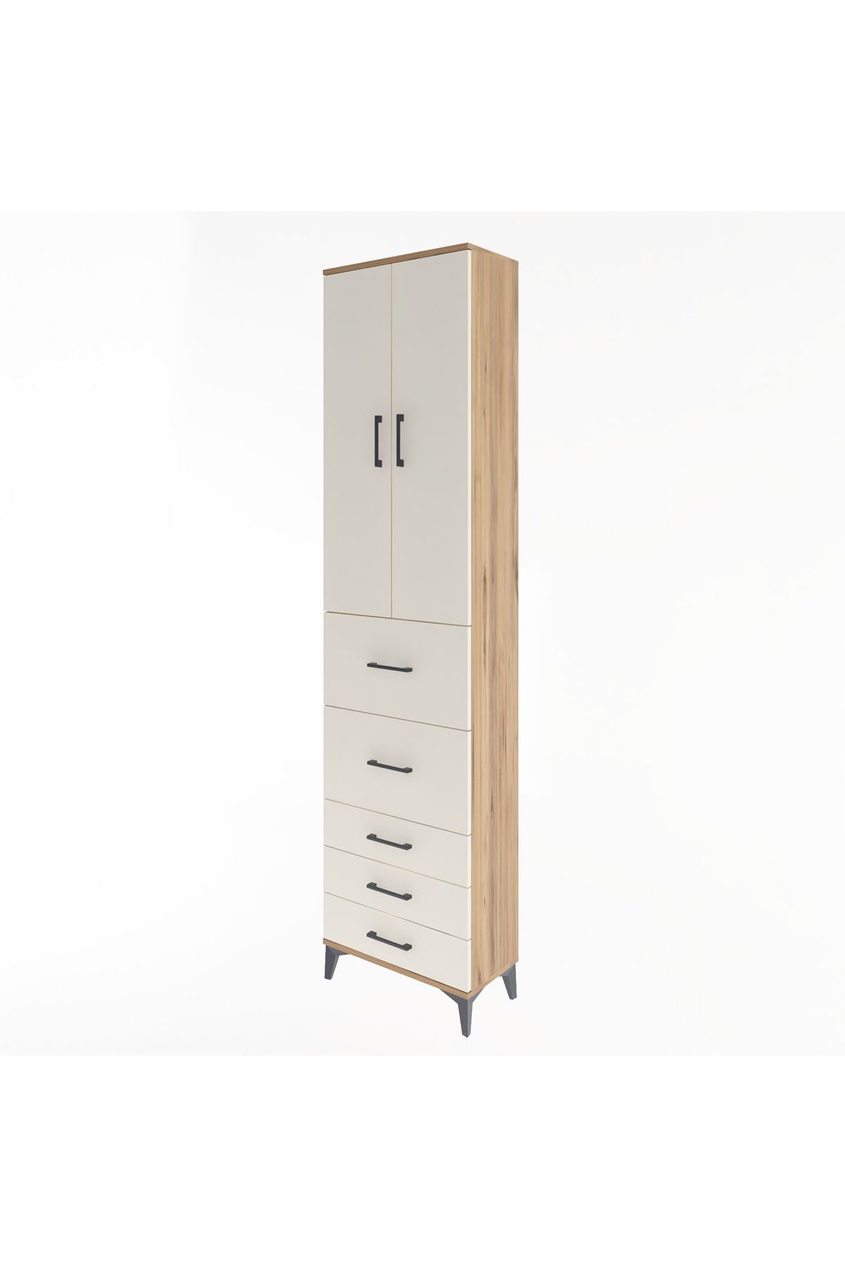 Arges Dolap 4 Raflı 5 Çekmeceli 2 Kapaklı 60x30x243 - S32M067V7A