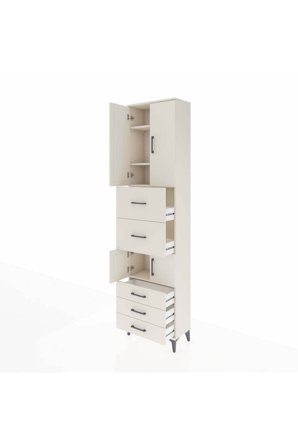Arges Dolap 4 Raflı 5 Çekmeceli 4 Kapaklı 60x30x243 - S32M068V1A