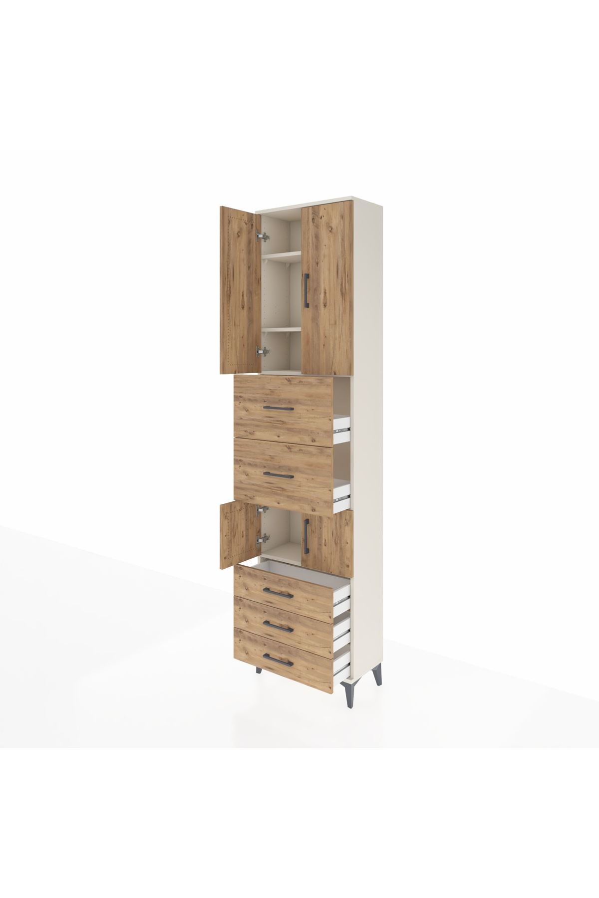 Arges Dolap 4 Raflı 5 Çekmeceli 4 Kapaklı 60x30x243 - S32M068V3A
