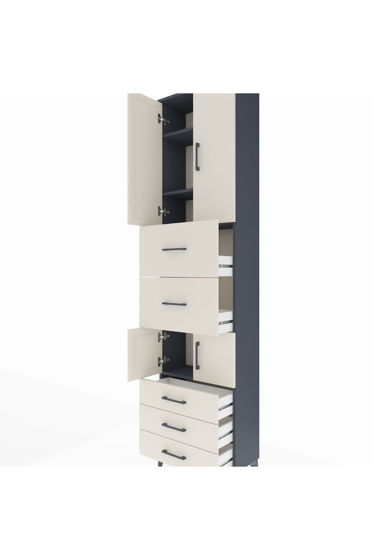 Arges Dolap 4 Raflı 5 Çekmeceli 4 Kapaklı 60x30x243 - S32M068V4A