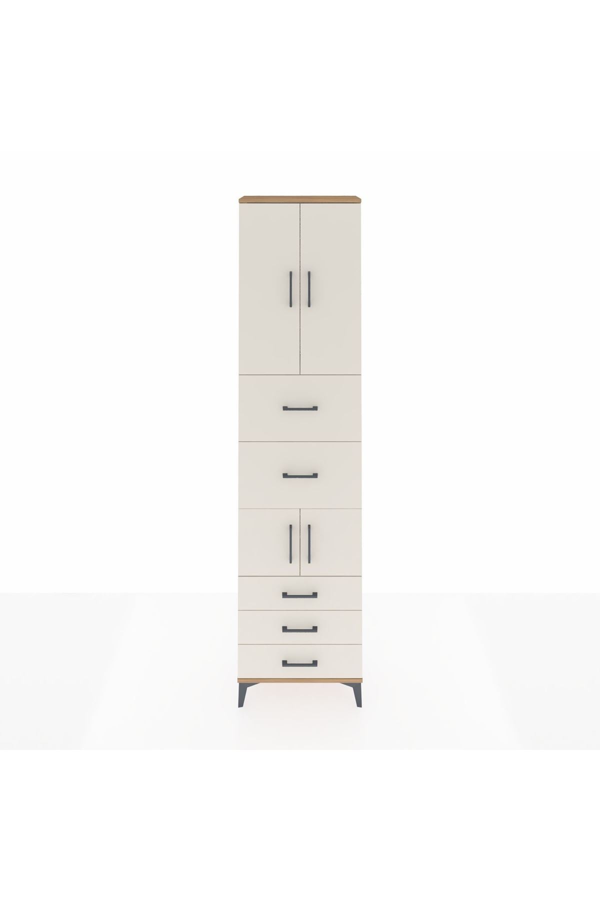 Arges Dolap 4 Raflı 5 Çekmeceli 4 Kapaklı 60x30x243 - S32M068V7A