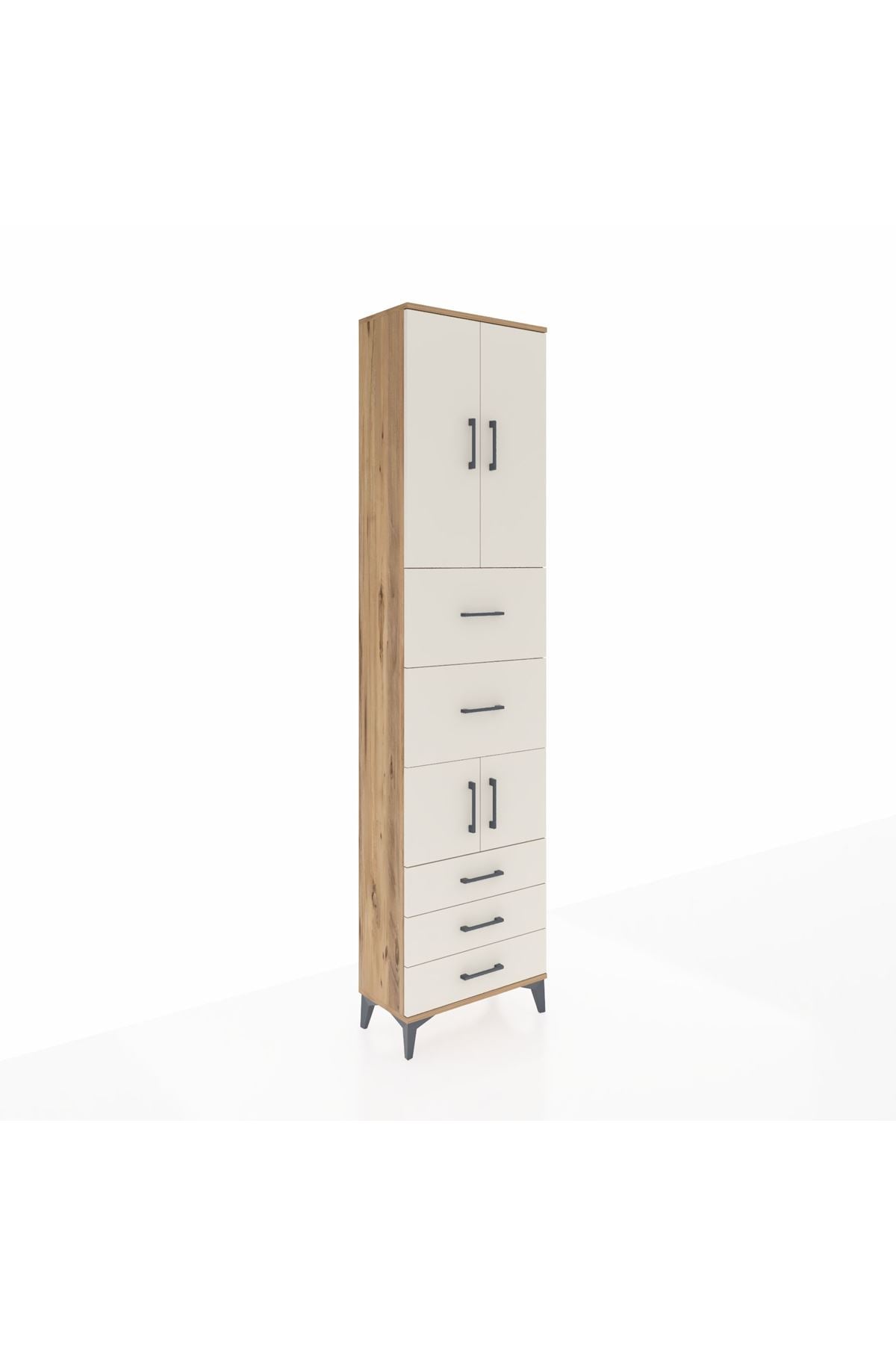 Arges Dolap 4 Raflı 5 Çekmeceli 4 Kapaklı 60x30x243 - S32M068V7A