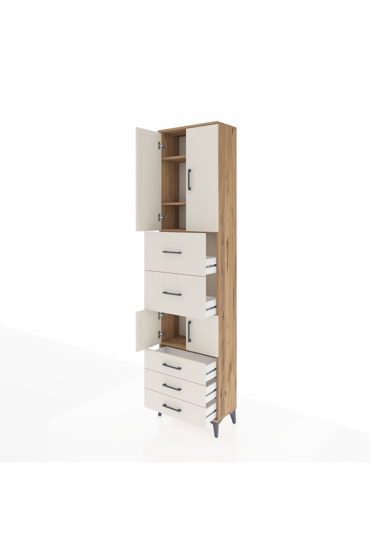 Arges Dolap 4 Raflı 5 Çekmeceli 4 Kapaklı 60x30x243 - S32M068V7A