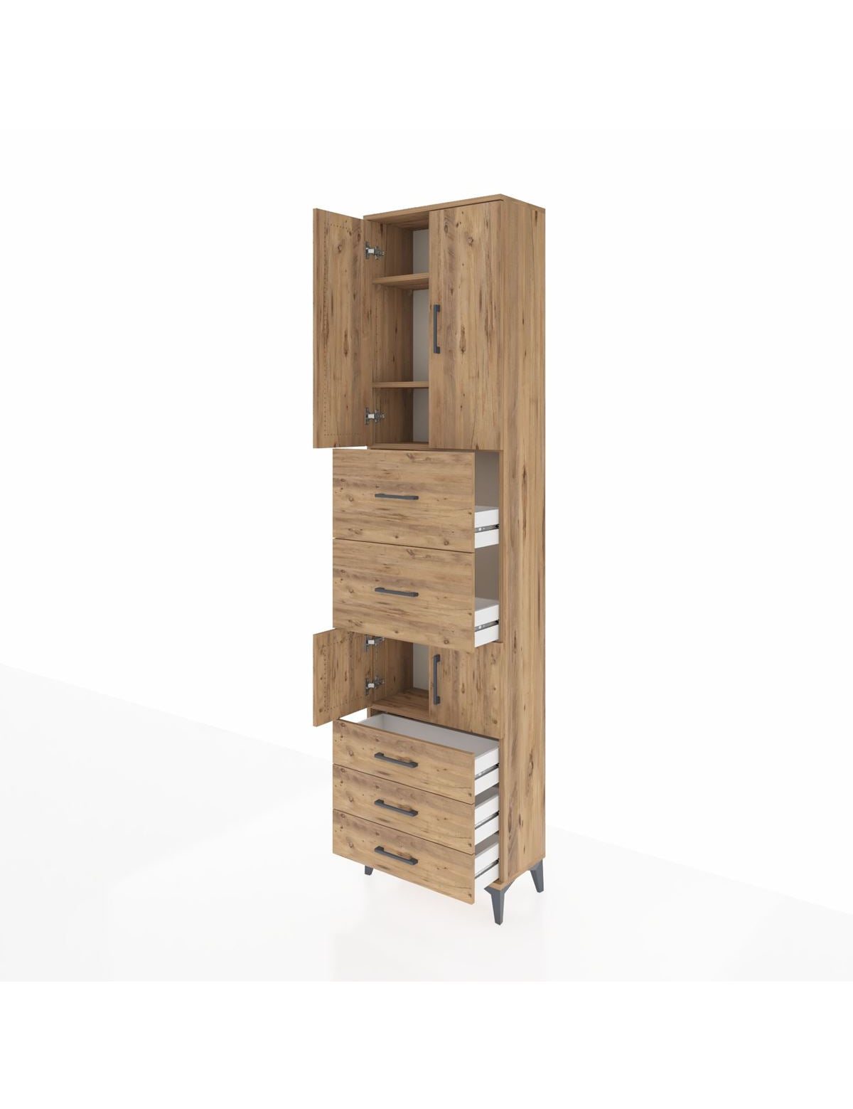 Arges Dolap 4 Raflı 5 Çekmeceli 4 Kapaklı 60x30x243 - S32M068V9A
