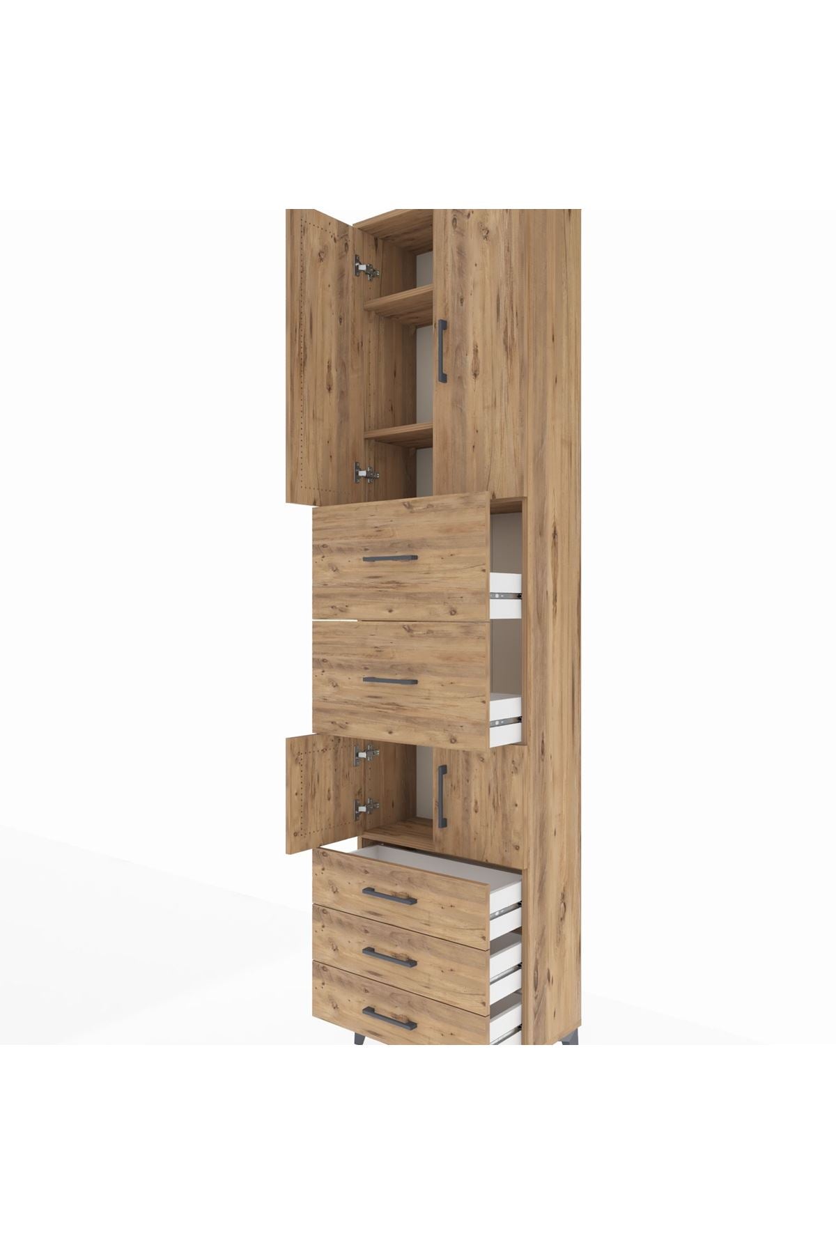 Arges Dolap 4 Raflı 5 Çekmeceli 4 Kapaklı 60x30x243 - S32M068V9A