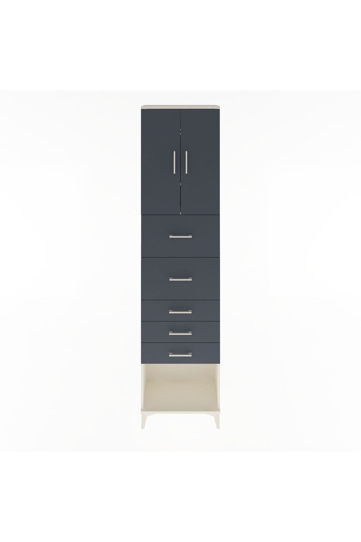 Arges Dolap 3 Raflı 5 Çekmeceli 2 Kapaklı 60x30x243 - S32M069V2A