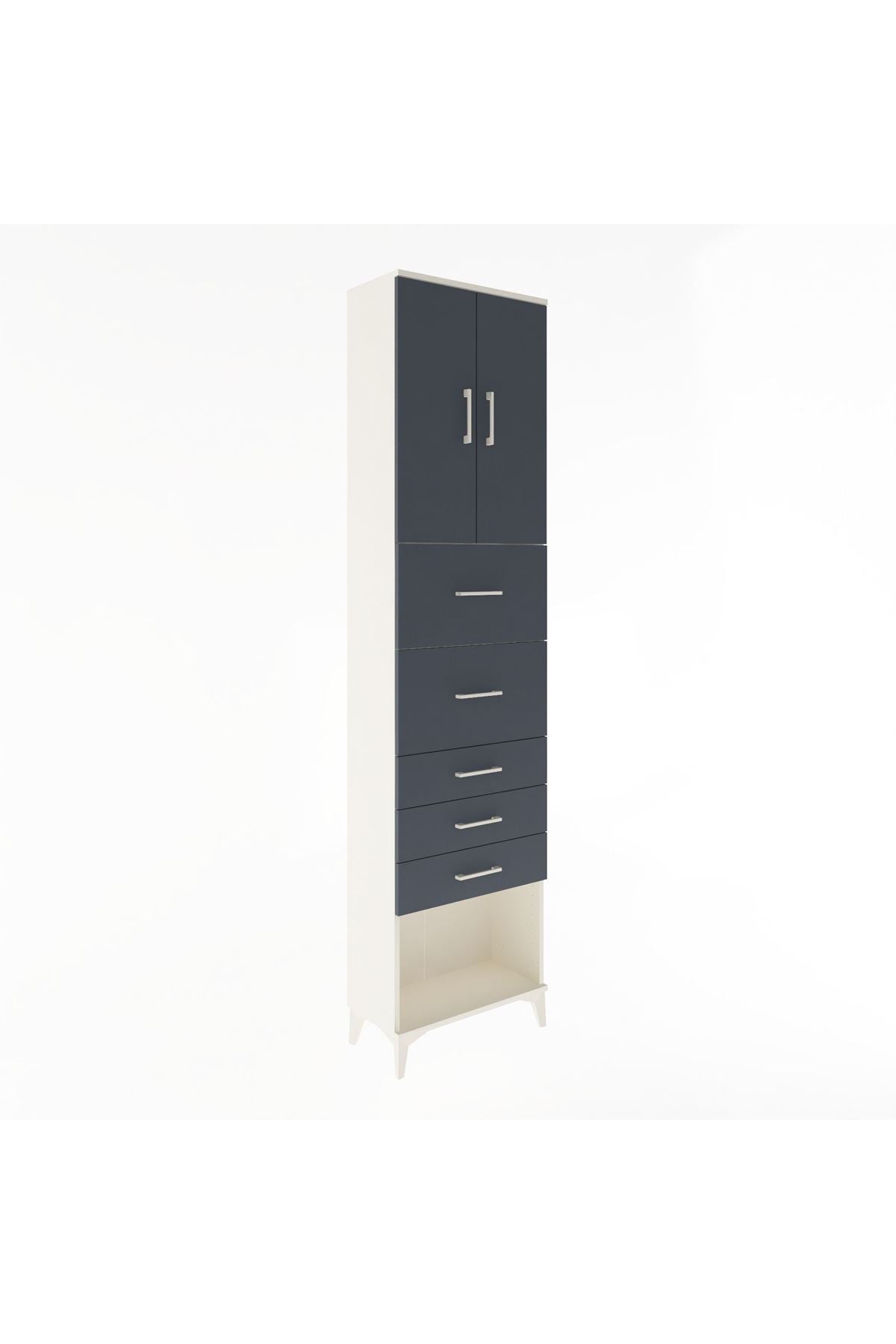 Arges Dolap 3 Raflı 5 Çekmeceli 2 Kapaklı 60x30x243 - S32M069V2A