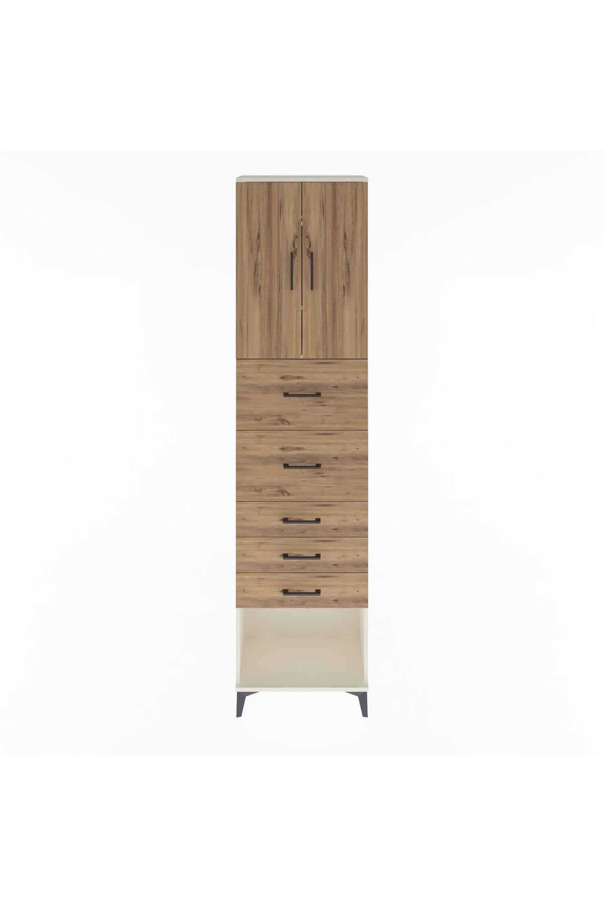 Arges Dolap 3 Raflı 5 Çekmeceli 2 Kapaklı 60x30x243 - S32M069V3A