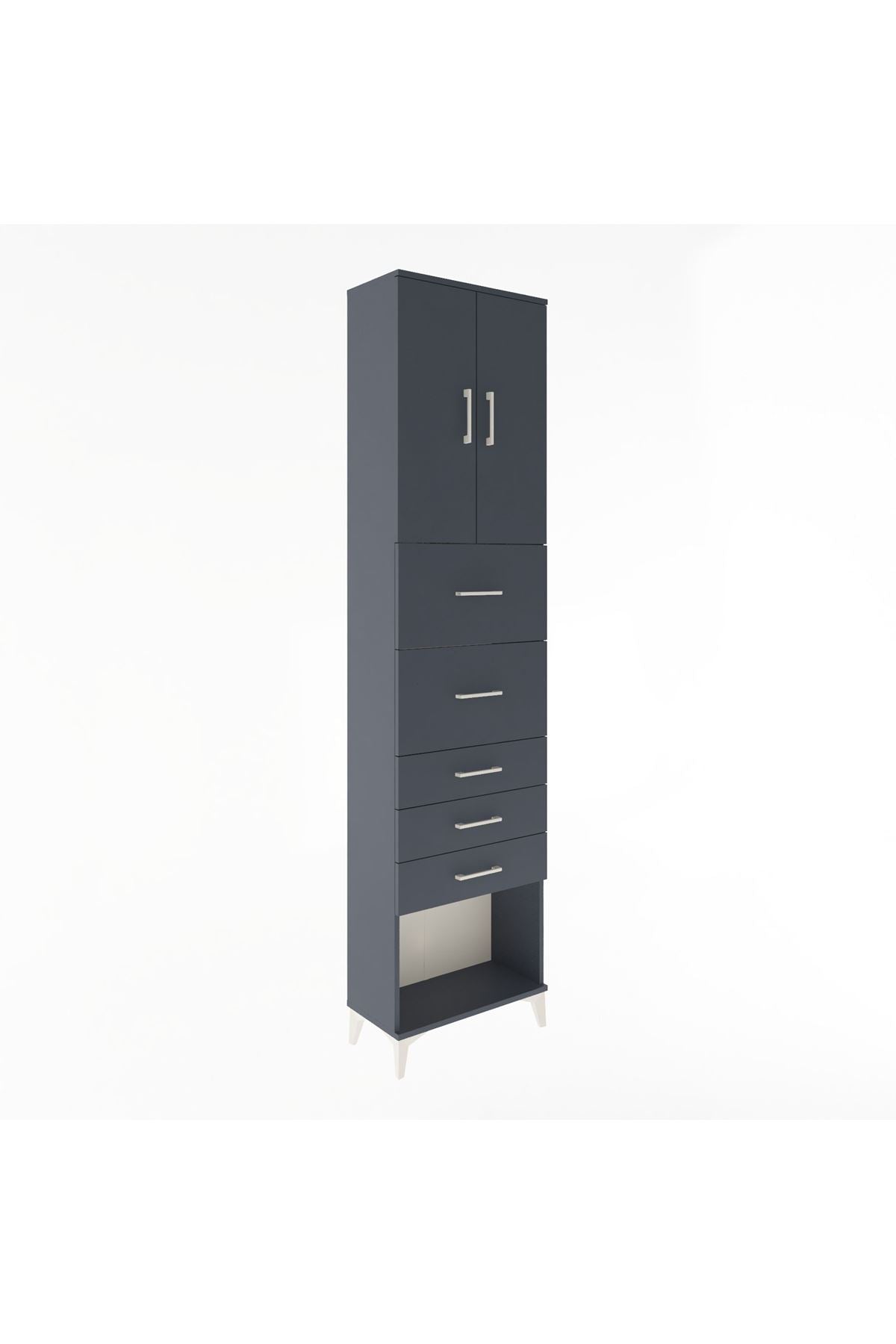 Arges Dolap 3 Raflı 5 Çekmeceli 2 Kapaklı 60x30x243 - S32M069V5A