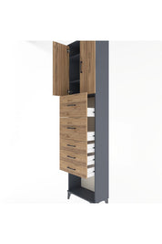 Arges Dolap 3 Raflı 5 Çekmeceli 2 Kapaklı 60x30x243 - S32M069V6A