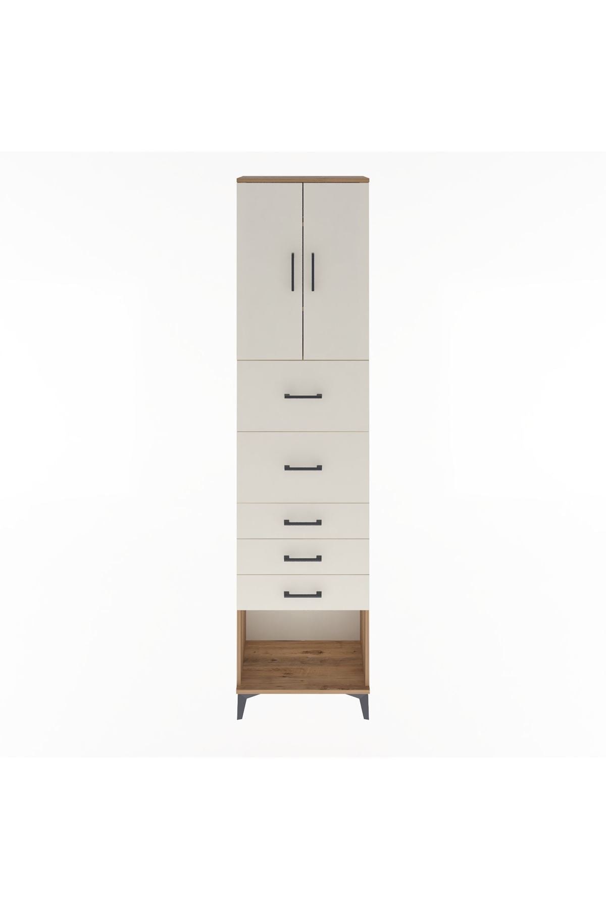 Arges Dolap 3 Raflı 5 Çekmeceli 2 Kapaklı 60x30x243 - S32M069V7A