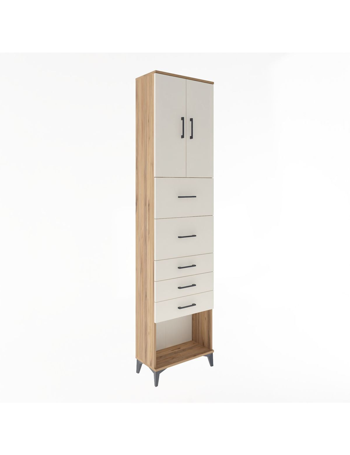 Arges Dolap 3 Raflı 5 Çekmeceli 2 Kapaklı 60x30x243 - S32M069V7A