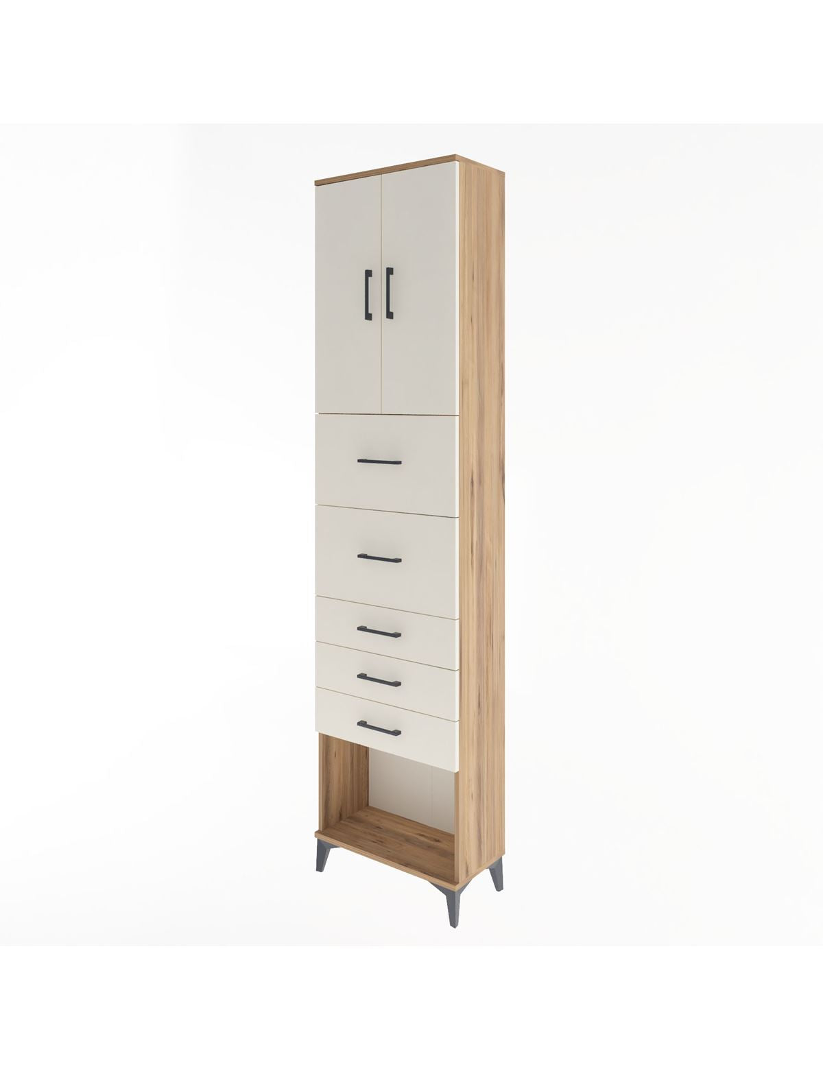 Arges Dolap 3 Raflı 5 Çekmeceli 2 Kapaklı 60x30x243 - S32M069V7A