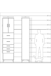 Arges Dolap 3 Raflı 5 Çekmeceli 2 Kapaklı 60x30x243 - S32M069V9A