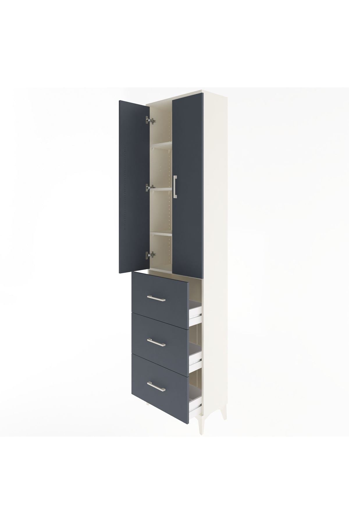Arges Dolap 4 Raflı 3 Çekmeceli 2 Kapaklı 60x30x243 - S32M070V2A