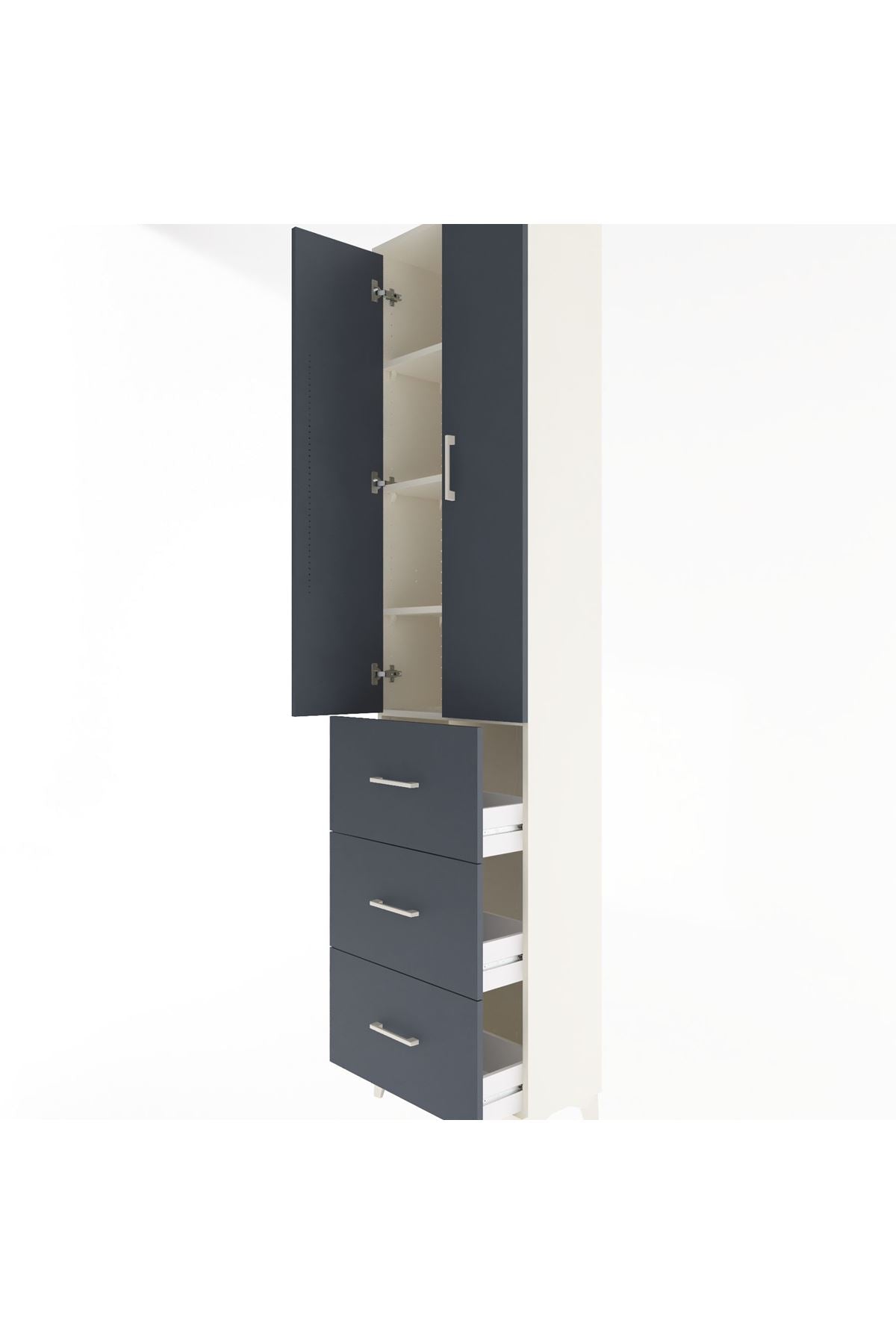 Arges Dolap 4 Raflı 3 Çekmeceli 2 Kapaklı 60x30x243 - S32M070V2A