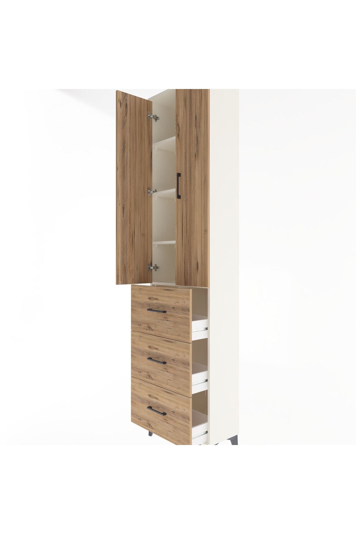 Arges Dolap 4 Raflı 3 Çekmeceli 2 Kapaklı 60x30x243 - S32M070V3A