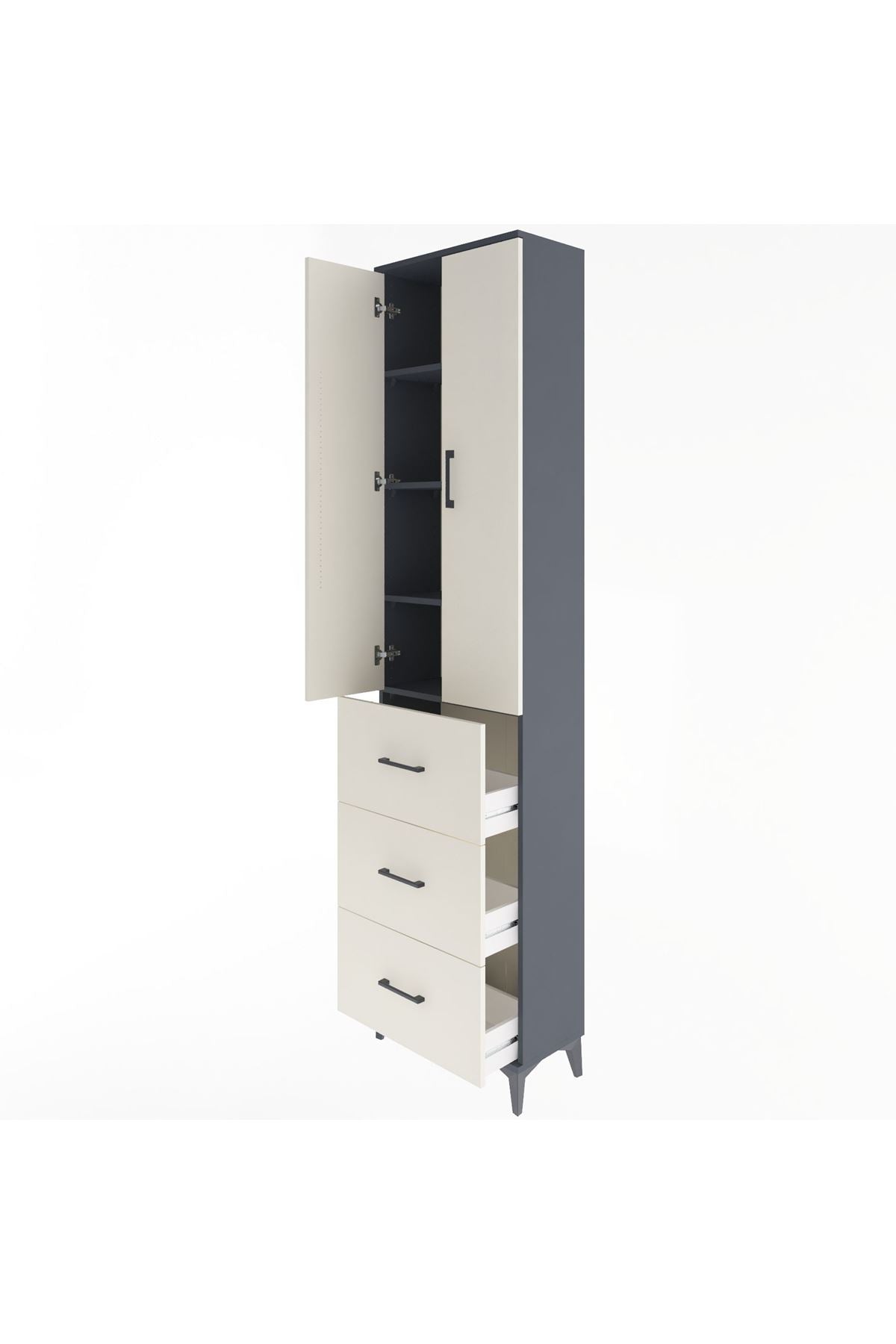 Arges Dolap 4 Raflı 3 Çekmeceli 2 Kapaklı 60x30x243 - S32M070V4A