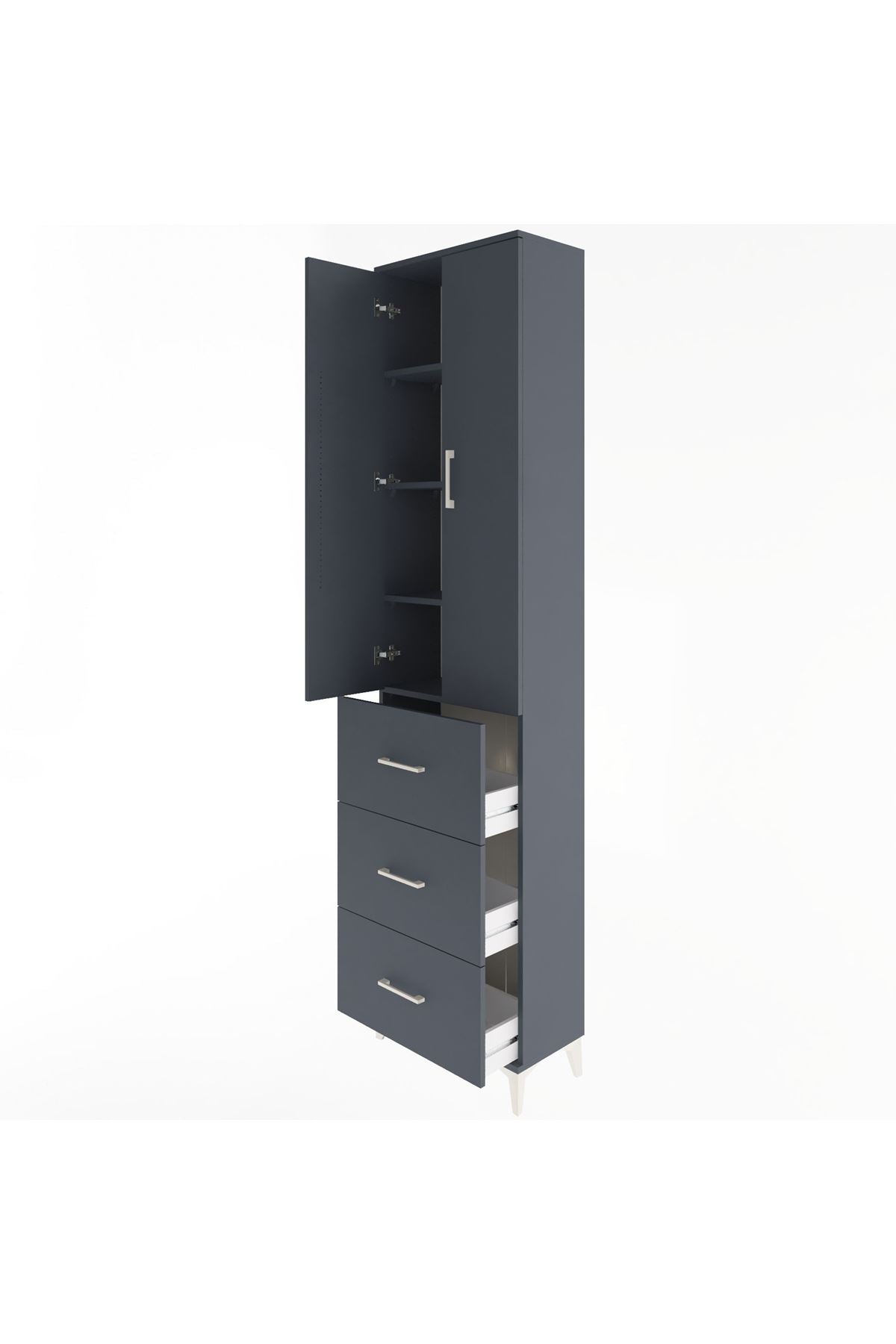 Arges Dolap 4 Raflı 3 Çekmeceli 2 Kapaklı 60x30x243 - S32M070V5A