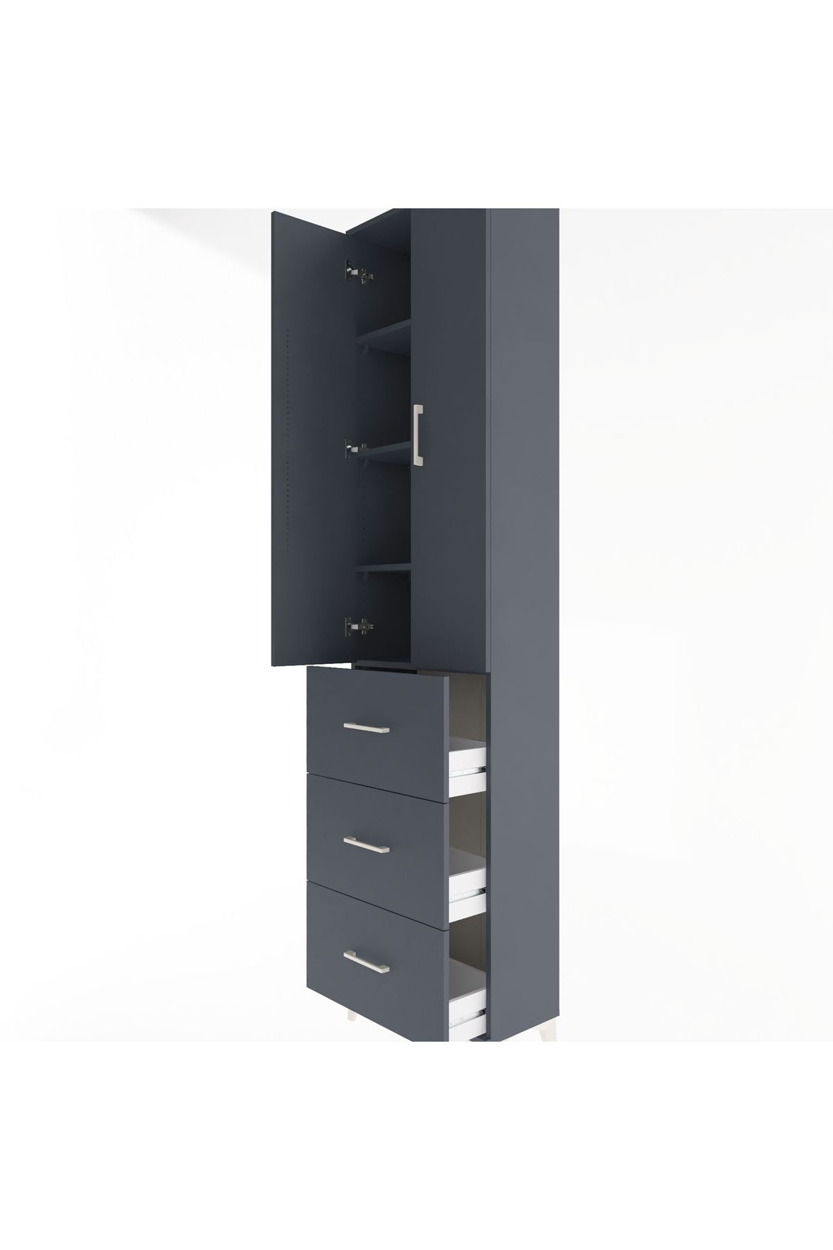 Arges Dolap 4 Raflı 3 Çekmeceli 2 Kapaklı 60x30x243 - S32M070V5A