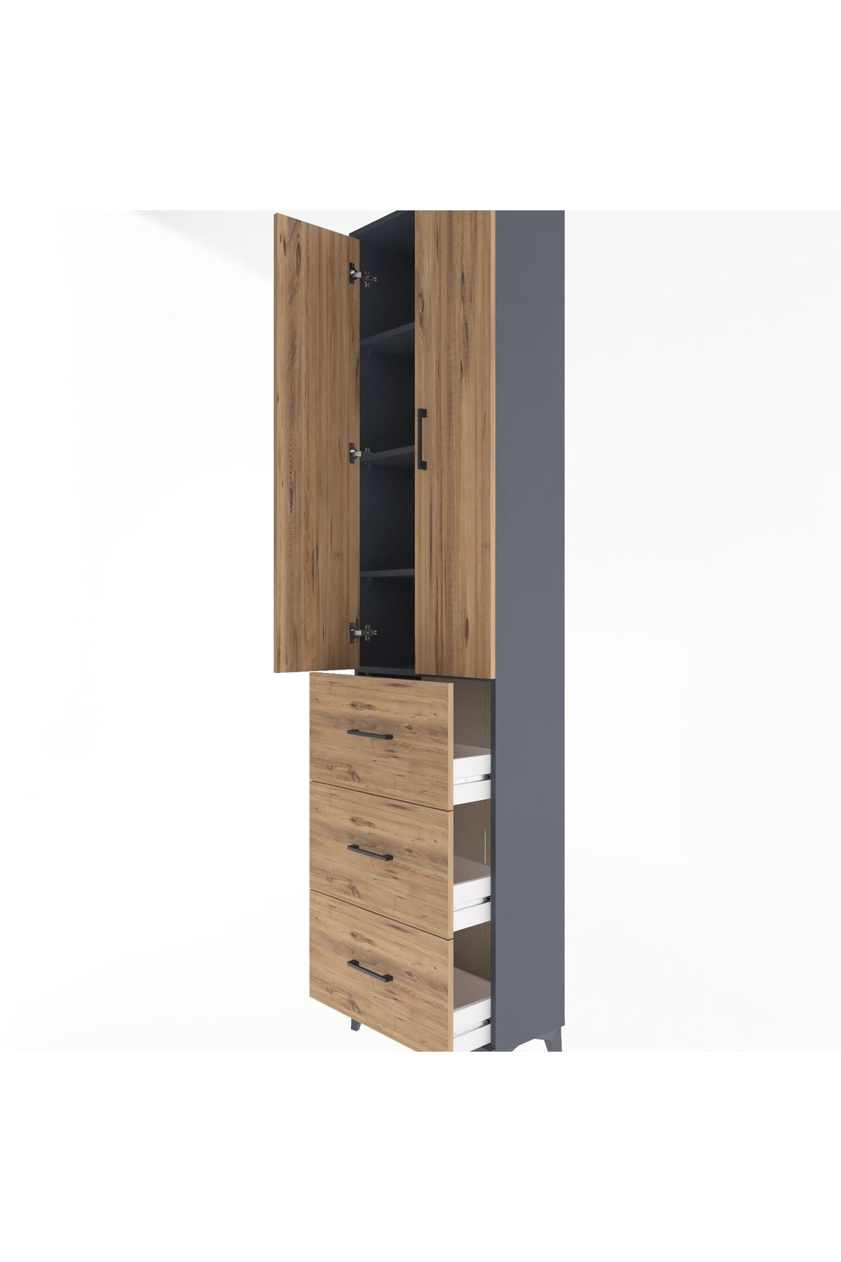 Arges Dolap 4 Raflı 3 Çekmeceli 2 Kapaklı 60x30x243 - S32M070V6A