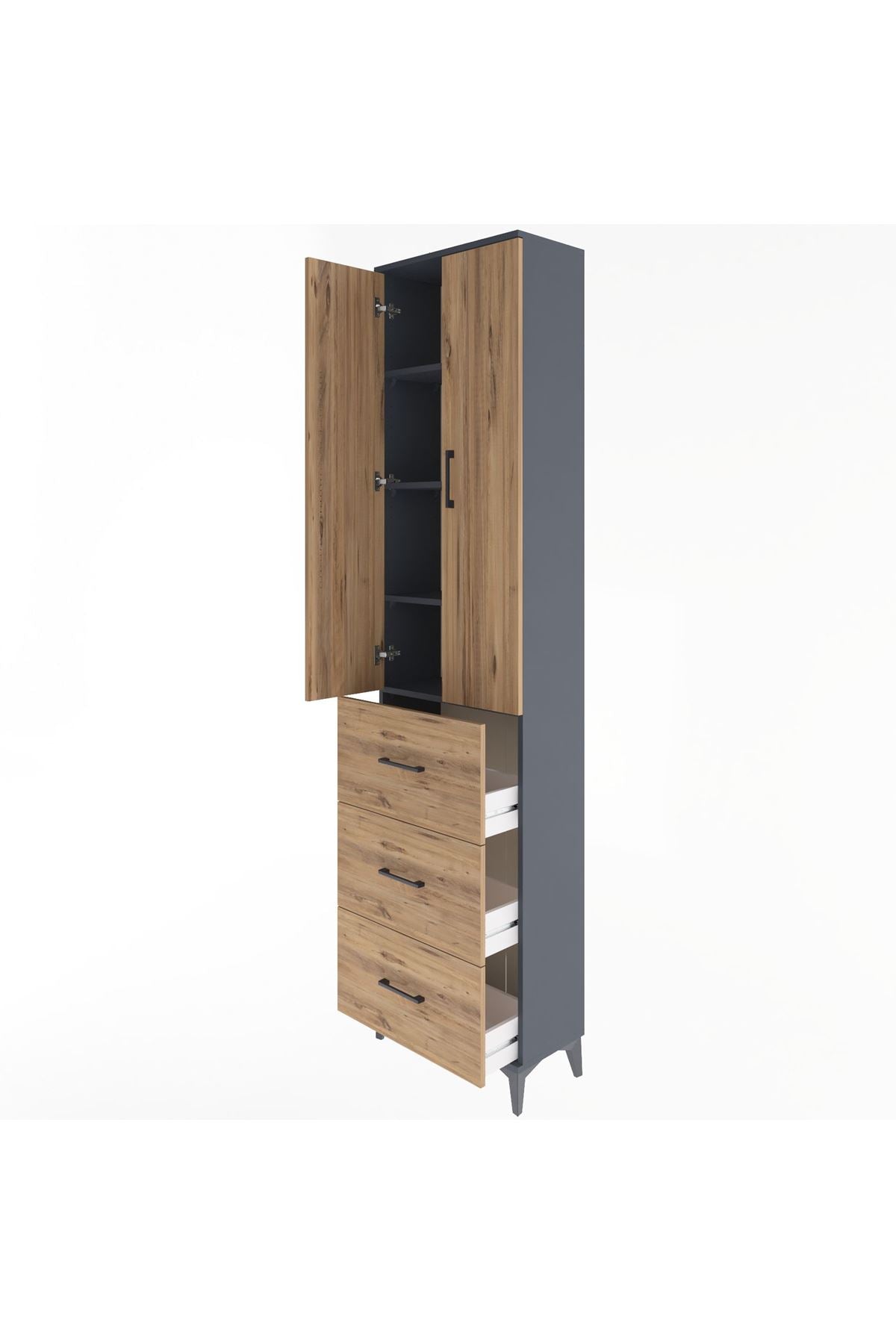 Arges Dolap 4 Raflı 3 Çekmeceli 2 Kapaklı 60x30x243 - S32M070V6A